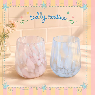 พร้อมส่ง / Pre14วัน 🫧🩷 Heart Dot glass แก้วเป่า แก้วลายกระ งานHandmade มีอัพเดทลายใหม่ ความจุ460ml.