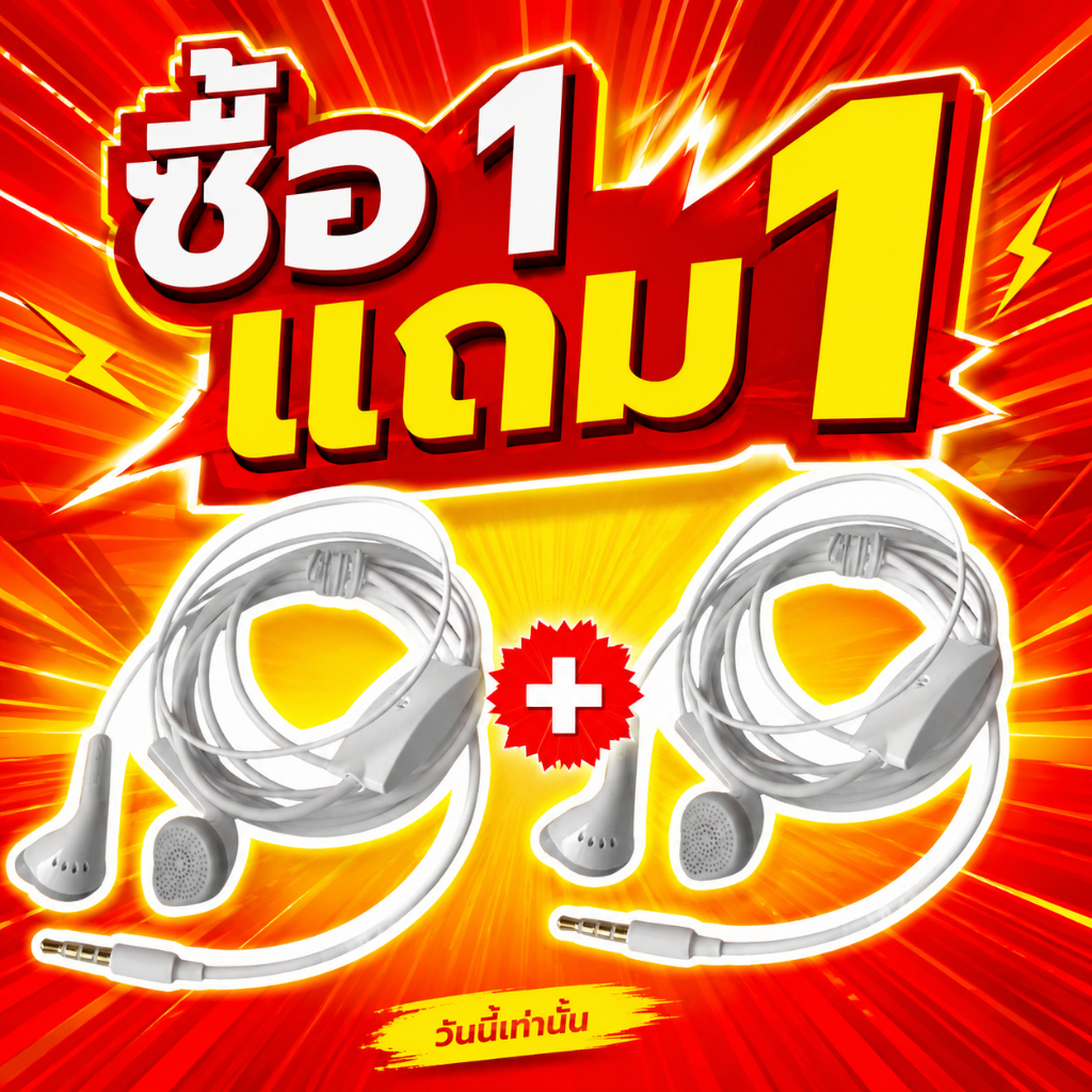 [9.9 ลดหนัก🔥]1แถม1 หูฟัง มีไมค์สนทนา พร้อมรับประกัน เสียงดี เบสหนัก ฟังเพลง คุยโทรศัพท์ ใส่สบาย แจ็ดกลม3.5mm