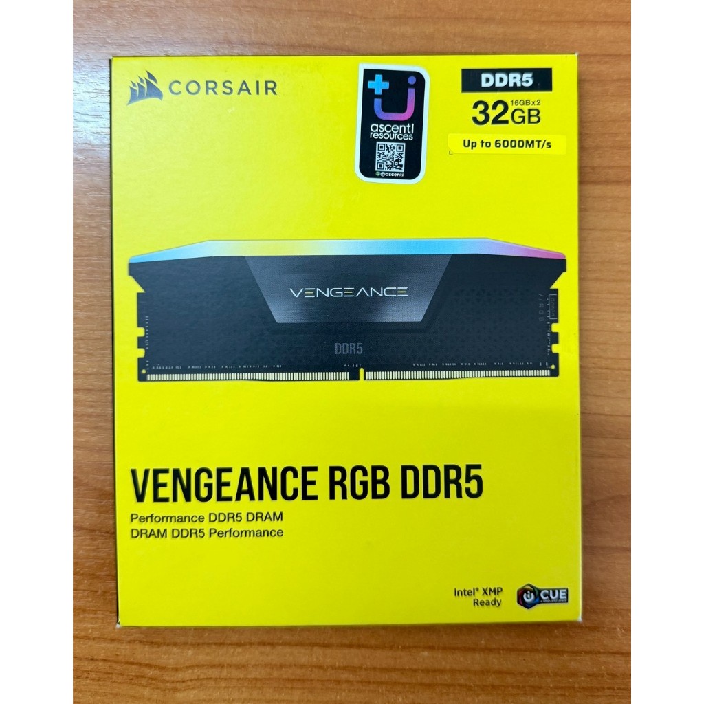 RAM DDR5 CORSAIR VENGEANCE RGB BLACK 32GB (16x2) BUS 6000MHz (CL38) มือ1 แกะเทส 1 ครั้ง ประกัน LT AD