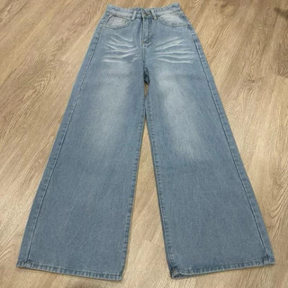 JINJEANS-3421 (XS-9XL) กางเกงยีนส์สีอ่อน baggy jeans แต่งหนวดแมวแบบพิเศษ