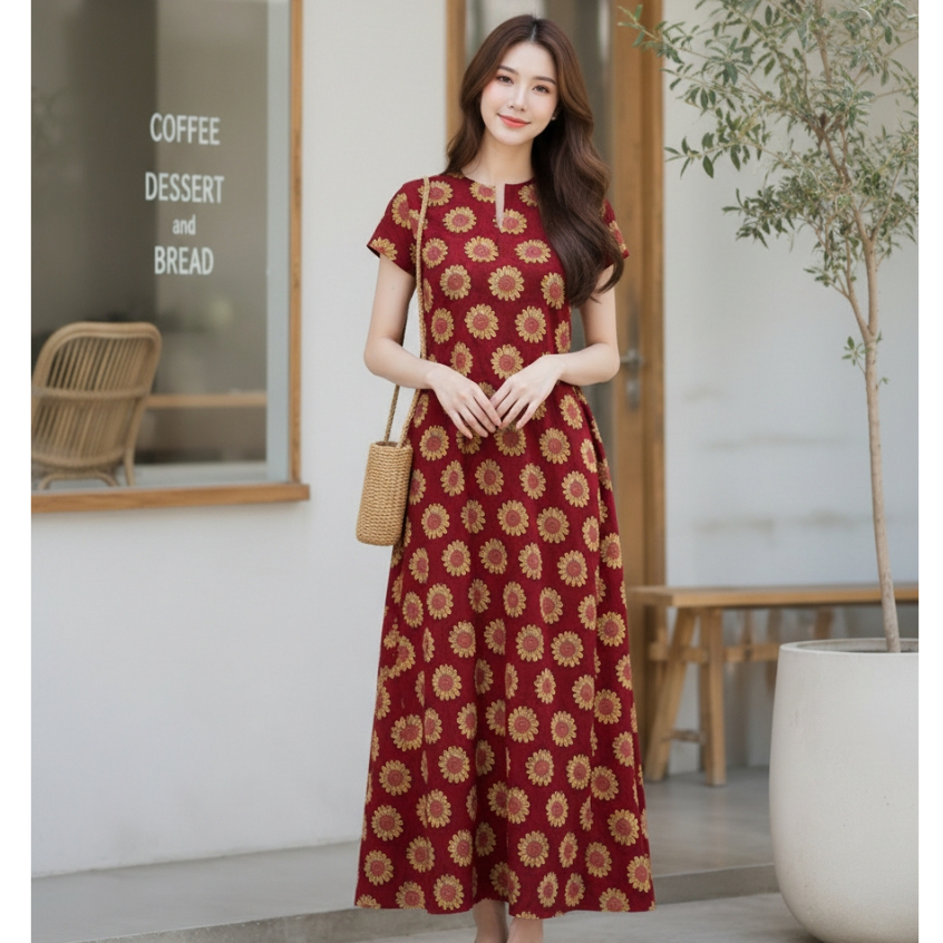 Nana’s Craft เดรสยาว ผ้าฝ้ายอินเดีย Indian Hand Block รูปที่ 8