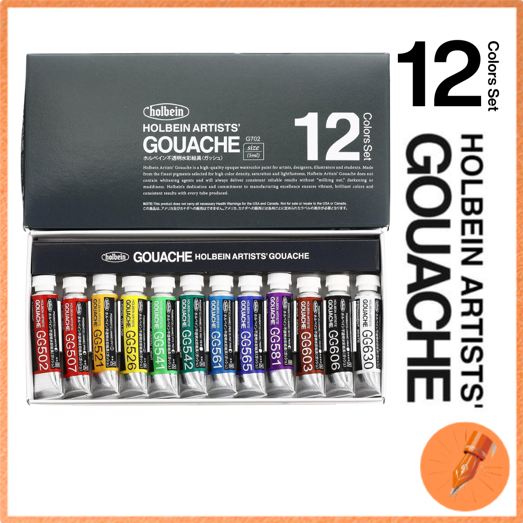 HOLBEIN G702 Gouache Paint Set 12 Colors Opaque Watercolor Paint (โฮลบีน)