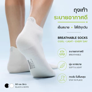 ECOISM ถุงเท้าผู้ชาย ถุงเท้าข้อสั้น ผ้าฝ้ายคอมบ์ ผสมไลคร่า ระบายอากาศ ดูดซับเหงื่อ ไม่หลุดง่าย