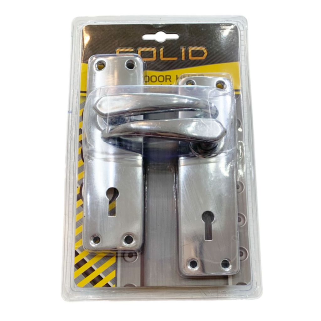 SOLID ลูกบิดประตูเขาควาย PVC ชุปโครเมียม พร้อมกุญแจ 2 ดอก