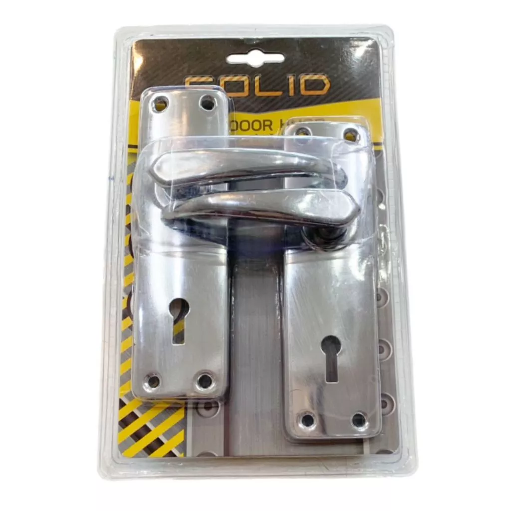 SOLID ลูกบิดประตูเขาควาย PVC ชุปโครเมียม พร้อมกุญแจ 2 ดอก
