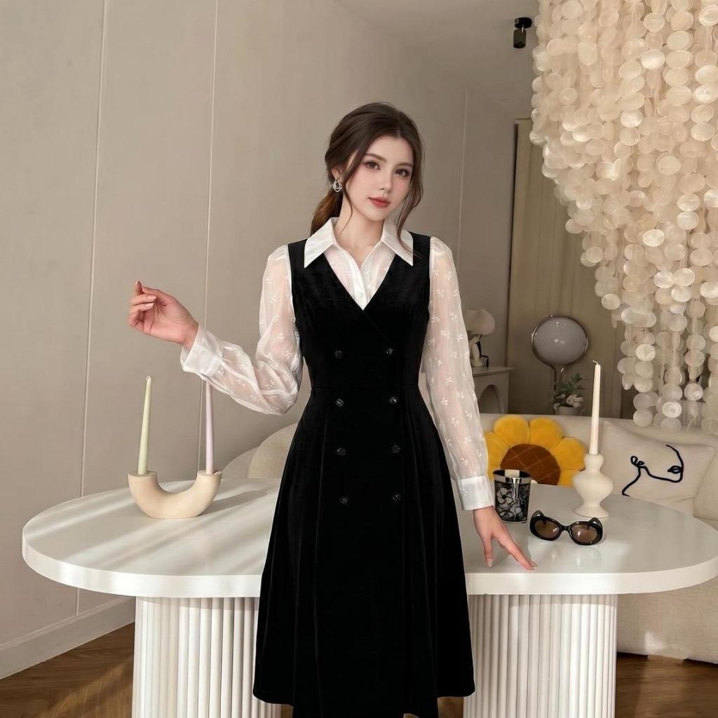 BELLITA | S-5XL Monaco Classy | แม็กซี่เดรส เดรสยาวสีดำผู้หญิง ชุดทำงาน สุภาพเรียบร้อย ชุดดำ