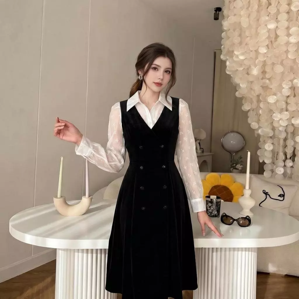 BELLITA | S-5XL Monaco Classy | แม็กซี่เดรส เดรสยาวสีดำผู้หญิง ชุดทำงาน สุภาพเรียบร้อย ชุดดำ