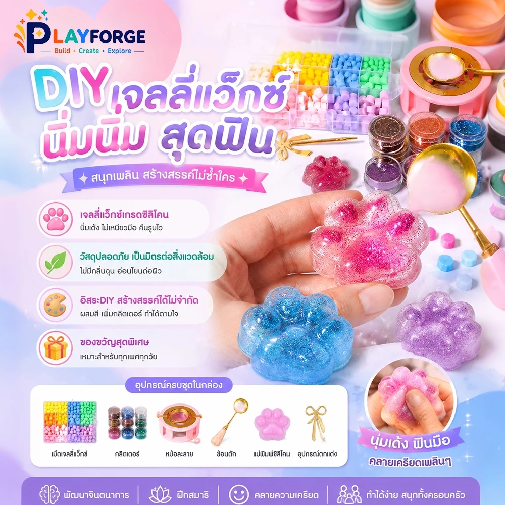 ชุดทำสกุชชี่ DIY แม่พิมพ์ อุปกรณ์เสริม สกุชชี่เยลลี่หนึบ นุ่ม เด้ง ของเล่นงานฝีมือเด็ก