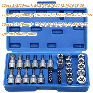 SAVITAR ชุดลูกบล็อก 34ชิ้น 3/8" รวมลูกบล็อกเดือยโผล่ E+Torx ลูกบล็อกดาว