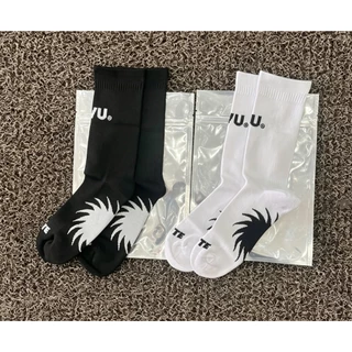 （ไม่ใช่ของขวัญ）พร้อมส่ง!! UVU Running Sock (Black/White/Pink)ถุงเท้ากีฬา ถุงเท้าขายาว