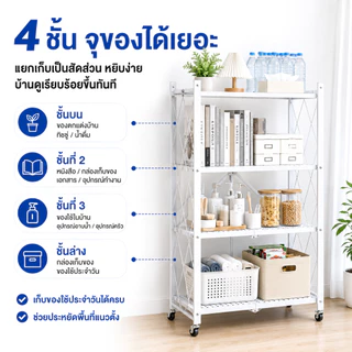 EcoIron Studio ชั้นวางเหล็กพับได้ 5 ชั้น ไม่ต้องขันน็อต (ขาว/ดำ) แกะกล่องใช้ได้ทันที พับเก็บสะดวก กันสนิม รับน้ำหนักเยอะ
