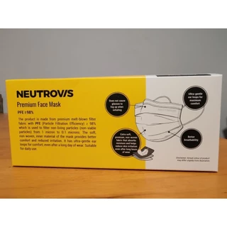 (ตัดรอบ 8.00 น.)Neutrovis Premium face mask Adult นิวโทรวิส หน้ากากพรีเมี่ยมสำหรับผู้ใหญ่(สีขาว)