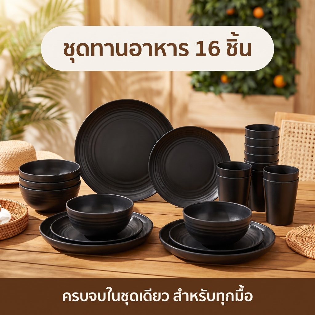 ชุดจานชามข้าวสาลี 16 ชิ้นสำหรับใช้ในครัวเรือนป้องกันการตกและทนทานเครื่องล้างจานมีชุดเครื่องล้างจานวางซ้อนกันได้ป้องกันน้