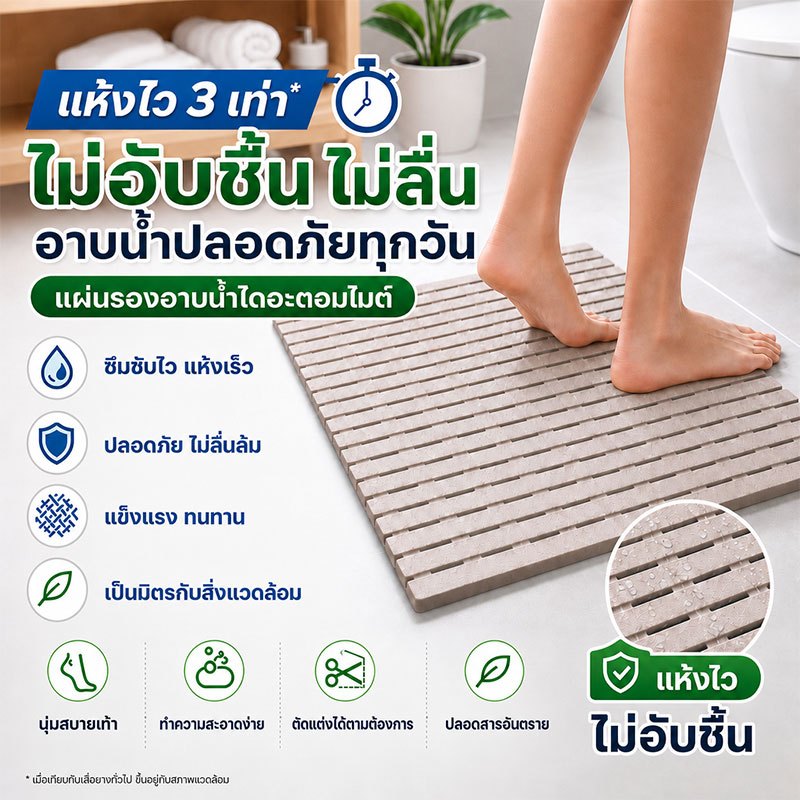 แผ่นยางกันลื่น แผ่นกันลื่น PVC แผ่นรองกันลื่น ระบายน้ำรวดเร็ว ทนทานใช้งานนาน เหมาะห้องน้ำ ระเบียง หน้าประตู สระว่ายน้ำ