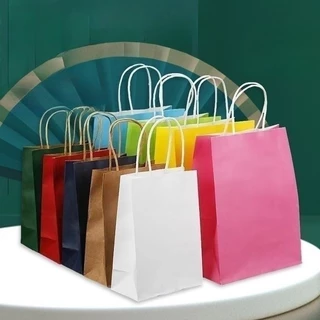 ถุงกระดาษหูเกลียว สีน้ำตาล แข็งแรง มีก้นถุงตั้งได้ สำหรับใส่สินค้า