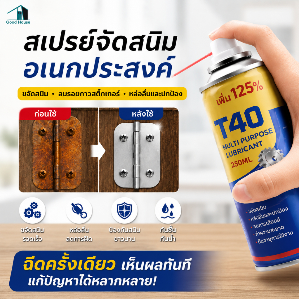 สเปรย์ป้องกันสนิม สเปรย์คลายฝืด สูตรอเนกประสงค์ ใช้ได้ทั้งบ้านและงานช่าง