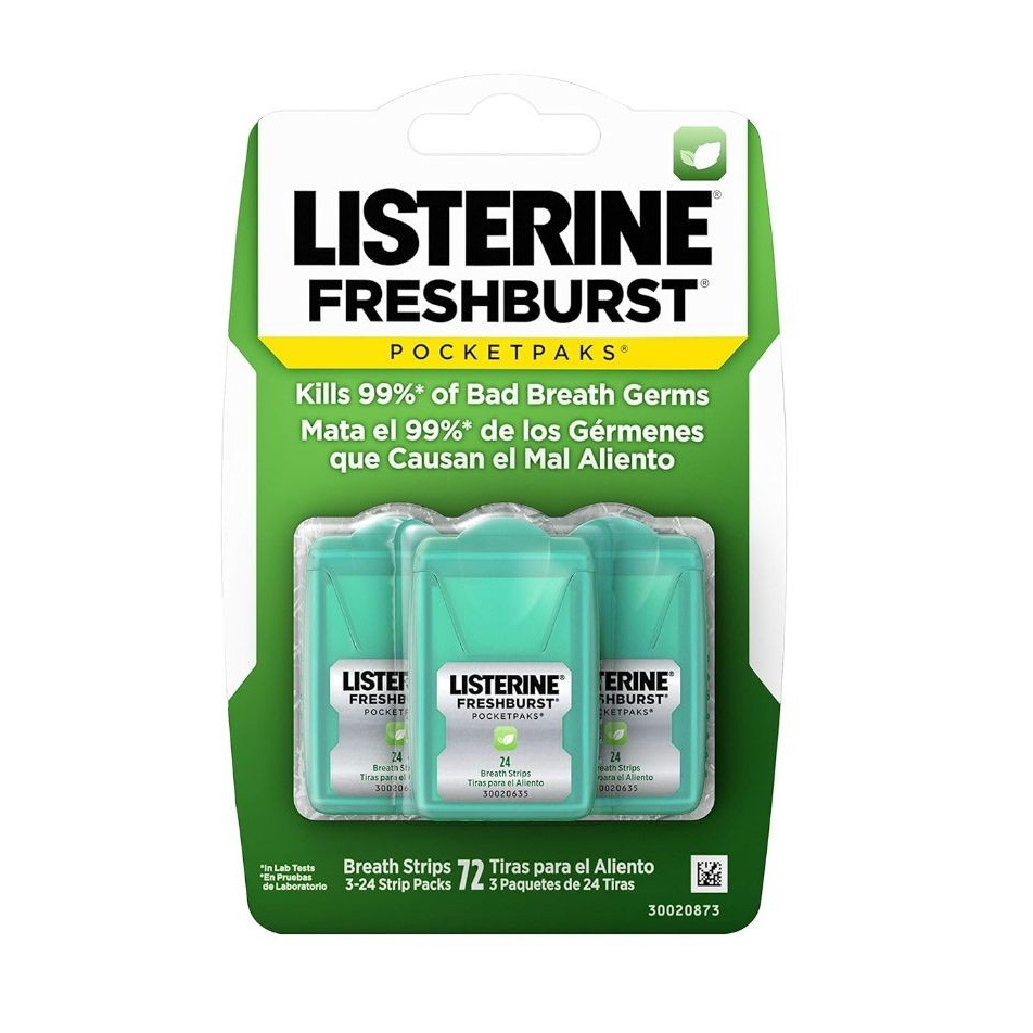 Listerine Freshburst Pocketpaks Breath Strips Kills Bad Breath Germs (1กล่อง/3Pack) แผ่นแปะลิ้น