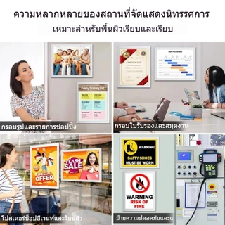 🔥พร้อมส่ง🔥ป้ายติดผนัง กรอบป้ายติดผนัง ซองใส่เอกสาร ขอบแม่เหล็ก ขนาด กรอบรูป A3 A4 A5 A6 แบบไม่เจาะ มีกาวในตัว กรอบรูป A4