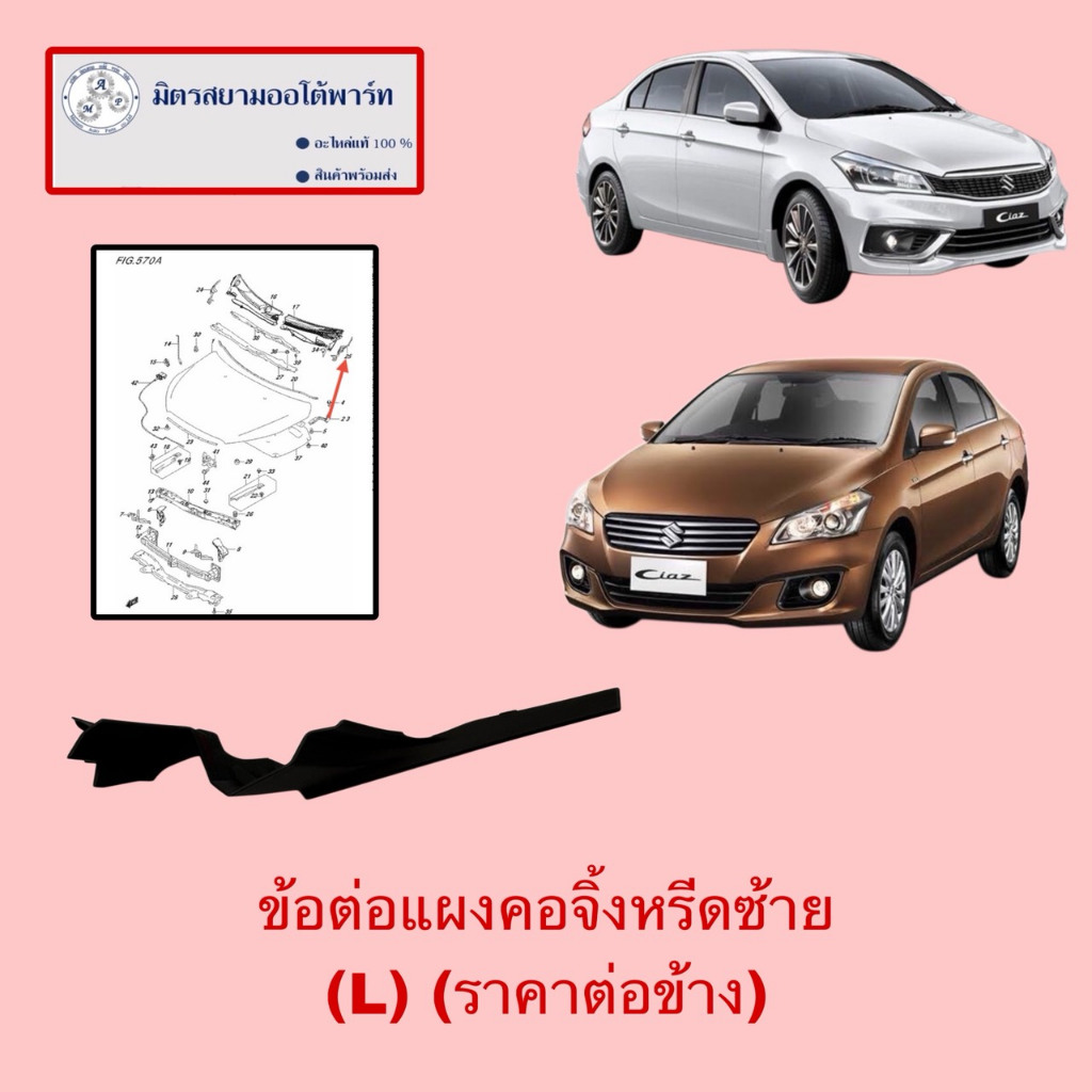 ข้อต่อแผงคอจิ้งหรีดซ้าย(L)(ราคาต่อข้าง) Ciaz (ไม่มั่นใจสอบถามก่อนสั่ง)(72372-79P00-5PK)