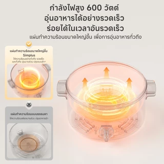 Simplus หม้อไฟฟ้าอเนกประสงค์ 1.8L 600W เคลือบเซรามิกไทเทเนียม ไม่ติดหม้อ นึ่งและต้มพร้อมกัน DZGH013 FZ