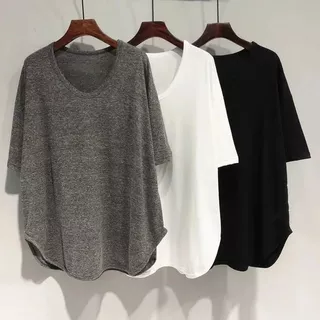 พร้อมส่งในไทย** เสื้อทรงดอเวอร์ไซส์ แขนสั้น คอกลม เสื้อแบบบาง Y347