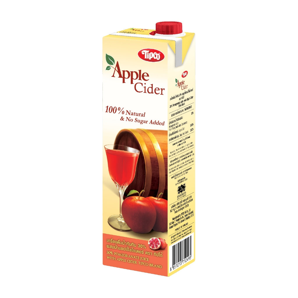 TIPCO น้ำทับทิม ผสมน้ำแอปเปิ้ลไซเดอร์ Pomegranate juice Apple Cider 30% ขนาด1000 มล. EXP. 19/12/2026
