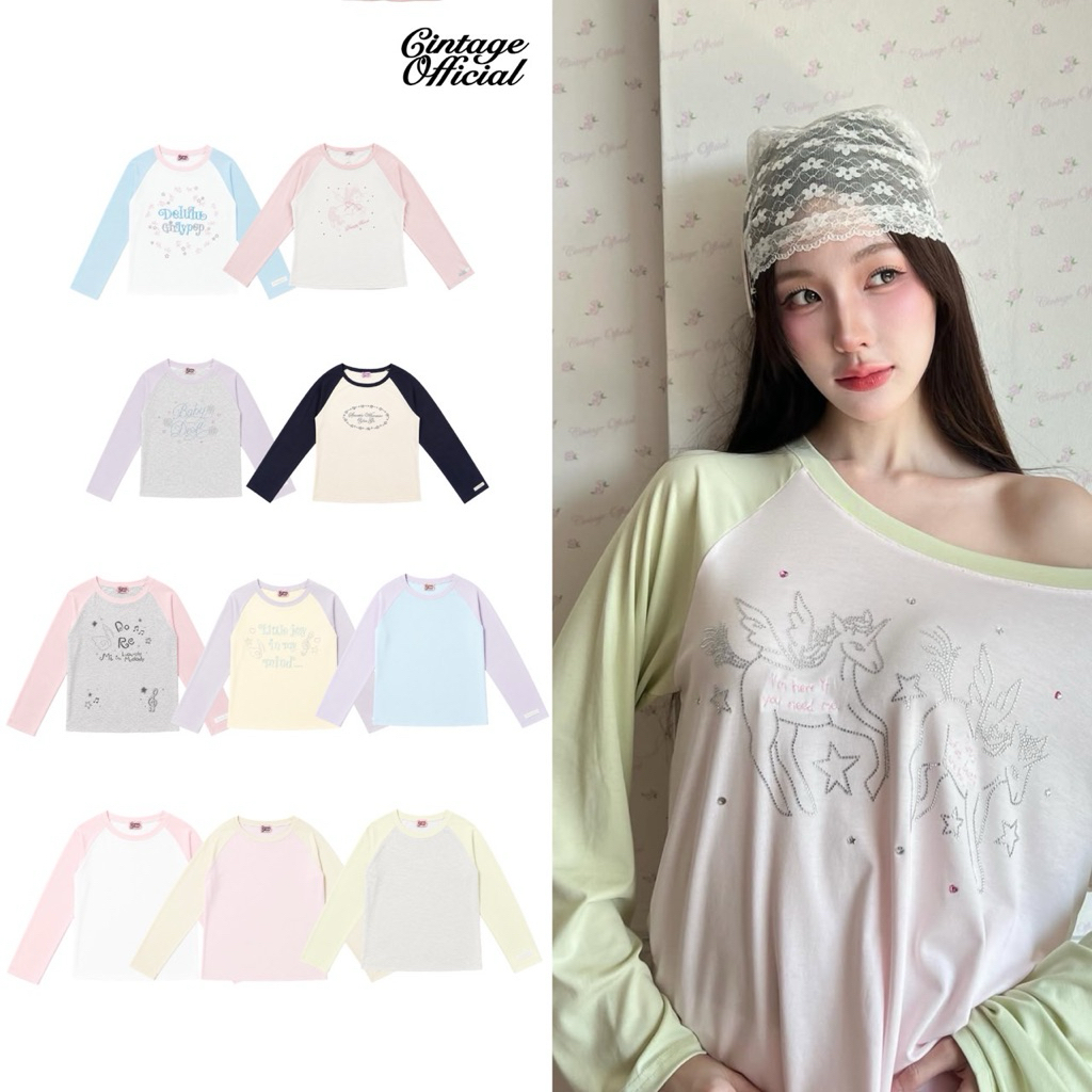 Cintage♡ CT2183 แขนยาวเว้าไหล่ester8803 💕