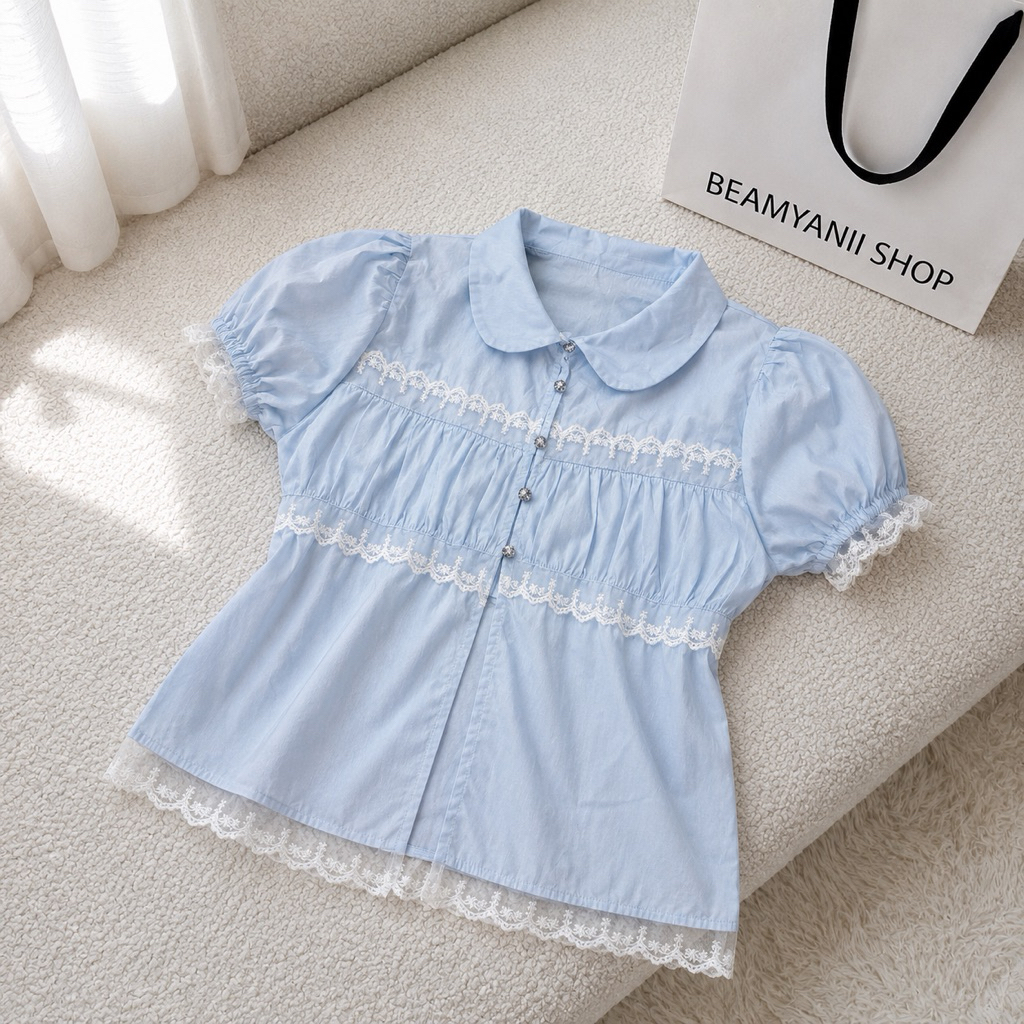 เสื้อแขนตุ๊กตาอก 32-38 แต่งลูกไม้กระดุมเพรช ( ช122 )