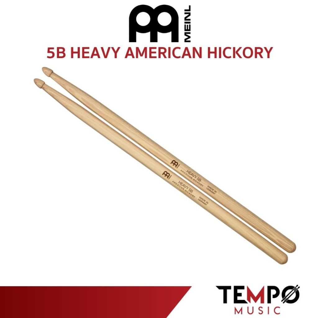 ไม้กลอง Meinl Heavy 5B American Hickory เป็นไม้ที่มีน้ำหนักมากกว่า 5B ทั่วไป ทำให้การตีทรงพลังมากยิ่งขึ้น