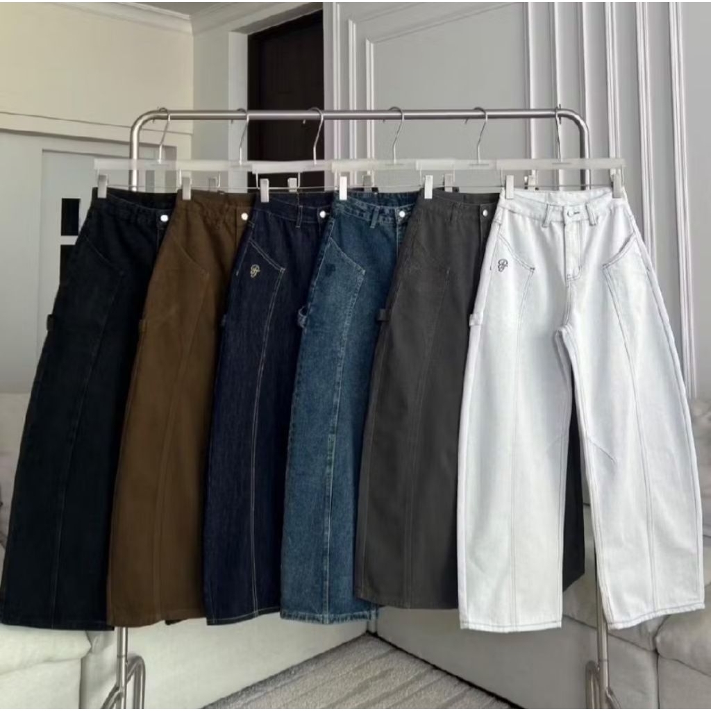 PTJ30305 Ethan Barrel Cargo กางเกงยีนส์คาร์โก้ขากระบอกทรงบาเรลปัก Promthong สีคราวนด์(Cloud) SizeS