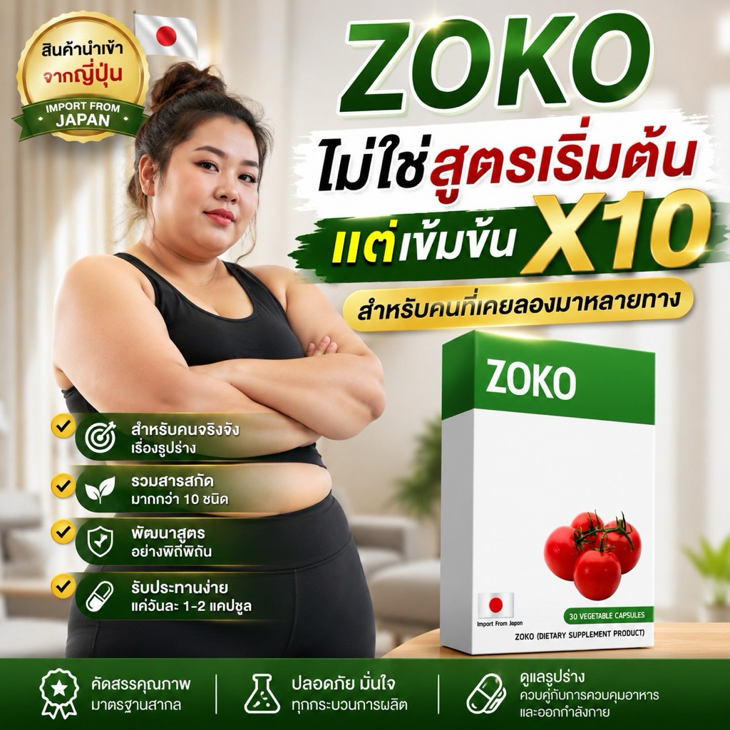 ZOKO ลดทุกคน ลงทุกราย จากเจแปน บรรจุ 30 เม็ด ผู้เริ่มต้นห้ามสั่ง