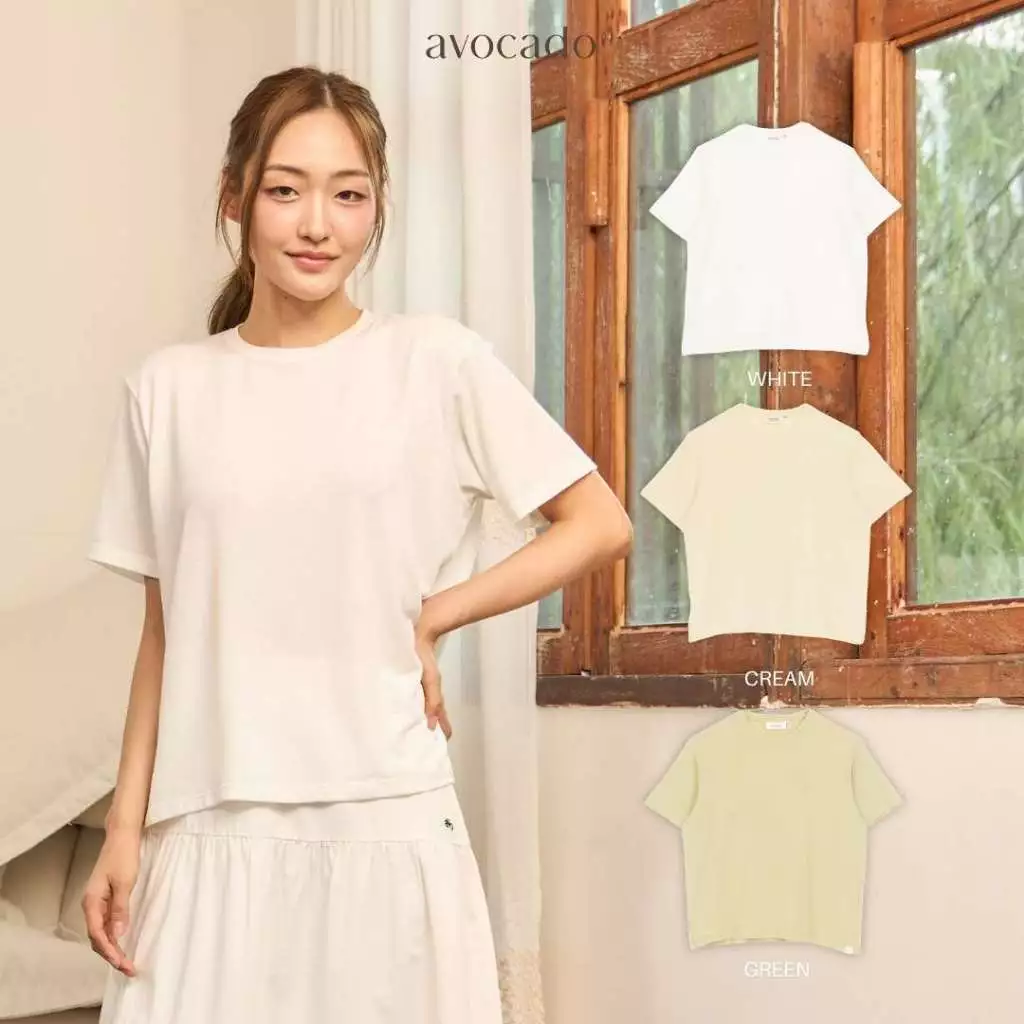 avocado - Waven tee เสื้อยืดสีพื้น Oversize เนื้อผ้า Lyocell ผสม Linen I มี 2 ไซส์