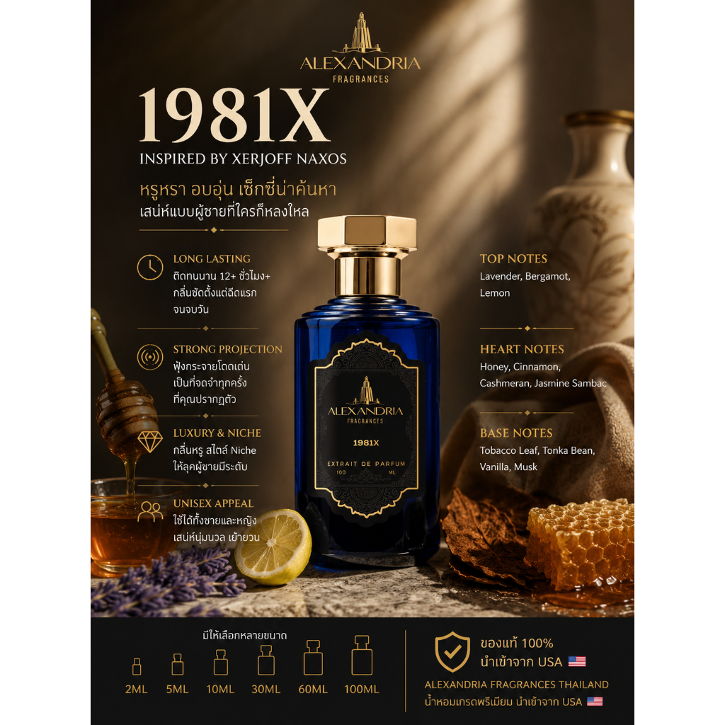 Alexandria Fragrances: 1981X inspired by Xerjoff Naxos 10-100ml นํ้าหอมขวดเต็ม