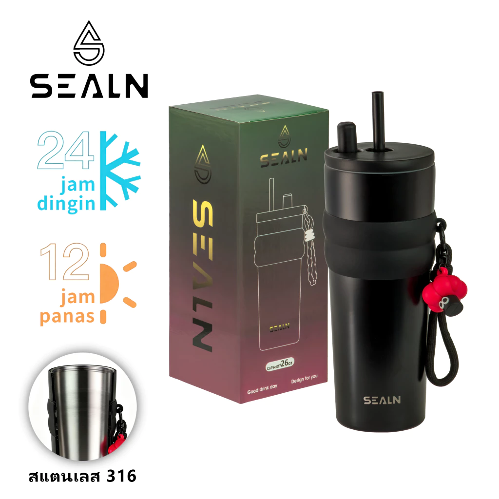 SEALN แก้วเก็บอุณหภูมิ 710ML 316 ฝาล็อกแน่น ใช้งานสะดวก พกติดกระเป๋าได้ เก็บเย็นได้ยาวนาน หลอดกรองในตัว ถ้วยนักเรียน
