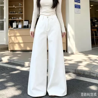 Aurae กางเกงยีนส์เอวสูงทรงกระบอกกว้าง (ไซส์ S-6XL) – ทรงหลวม มีให้เลือก 5 สี