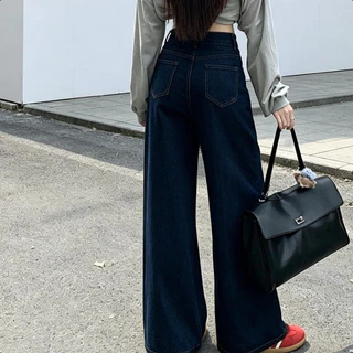 Aurae กางเกงยีนส์เอวสูงทรงกระบอกกว้าง (ไซส์ S-6XL) – ทรงหลวม มีให้เลือก 5 สี