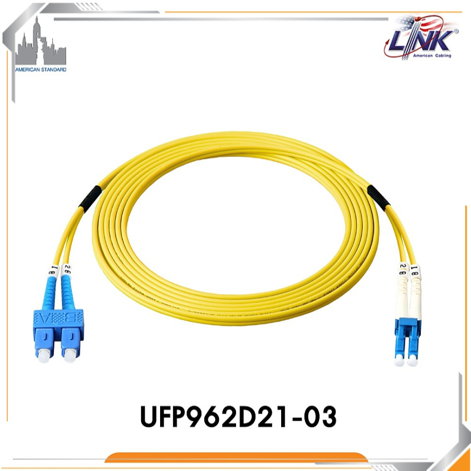 Link SC/UPC SM.PATCH CORD 3M.,DUPLEX (O.D.2.0mm.) รุ่น UFP962D21-03 สายFiberOpticpatch