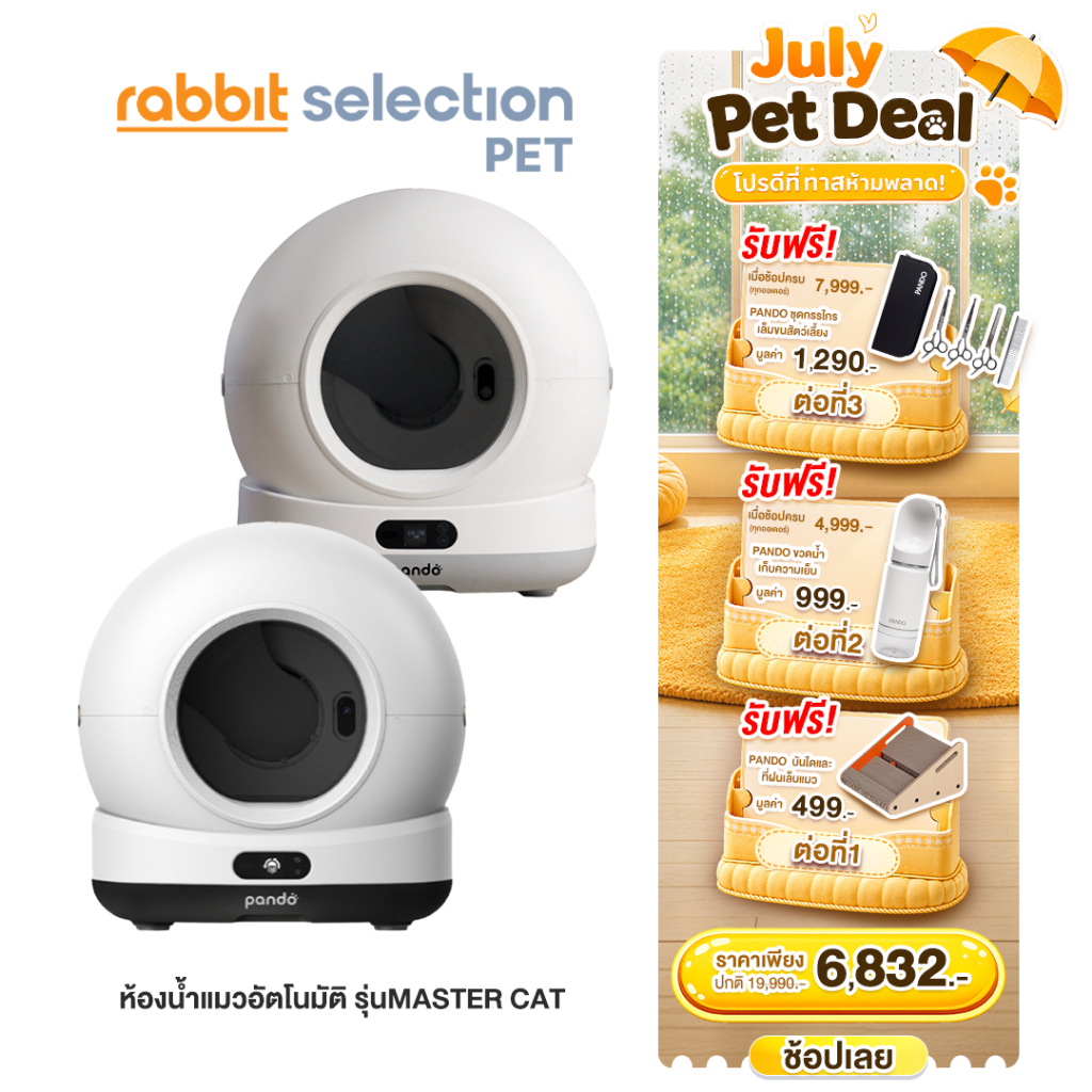 (ของแถม+โค้ดลดสูงสุด 2,000.-) PANDO MASTER CAT LITTER BOX ห้องน้ำแมวอัตโนมัติ รุ่น MasterCat พร้อมกล้อง HD