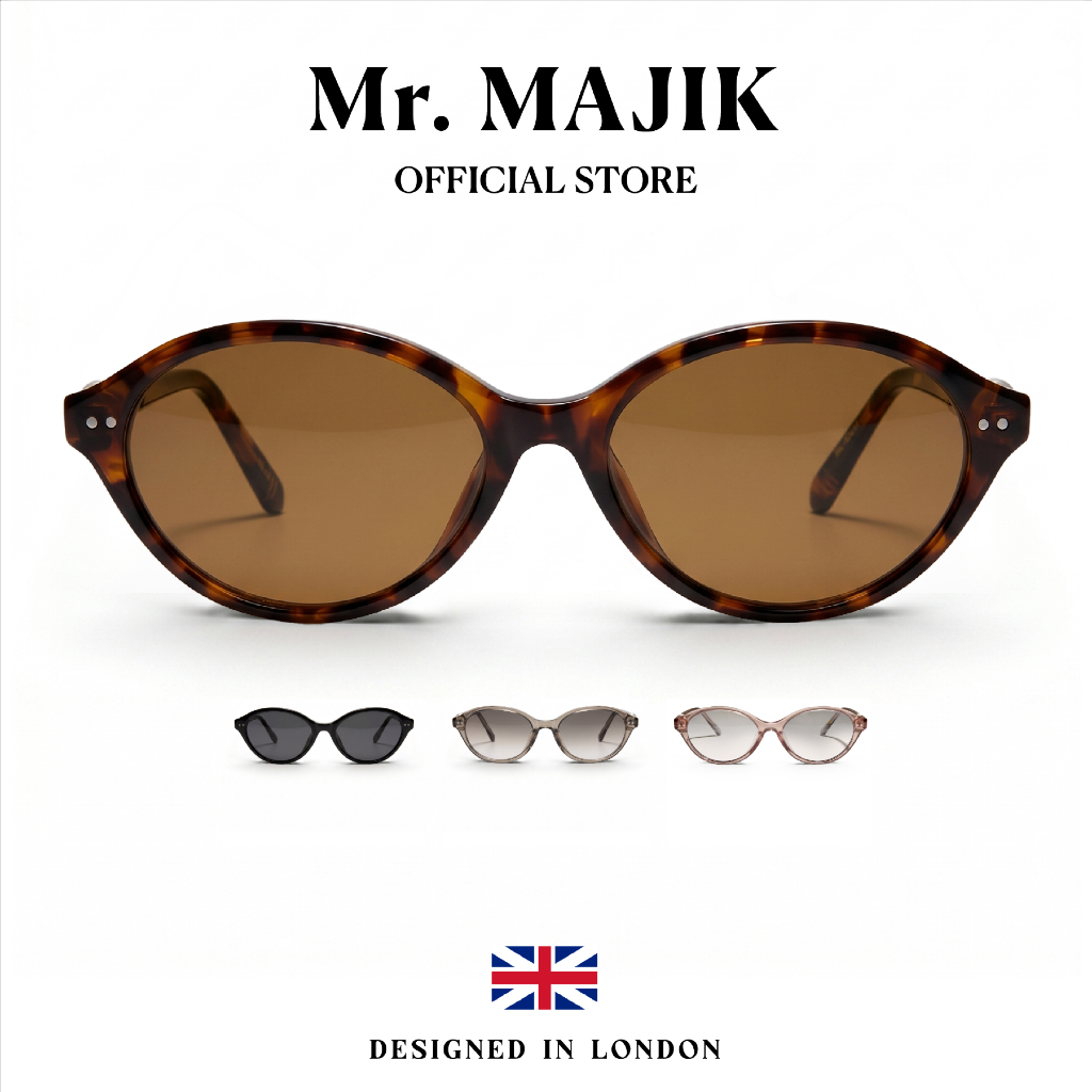 Mr.MAJIK แว่นตากันแดดผู้หญิง UV400 Cat Eye ทรงเรียว วินเทจ สไตล์เกาหลี แฟชั่น VL14