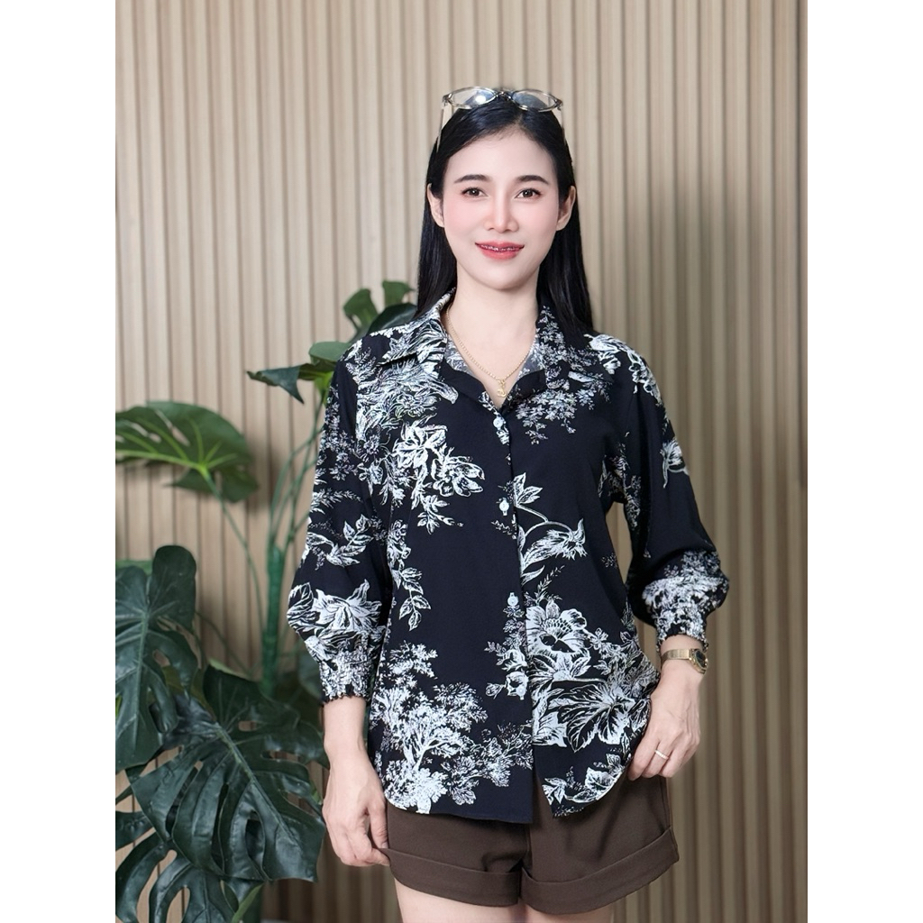 เสื้อแขนจั้ม ดอกโบตั๋น ผ้าไหมอิตาลี่