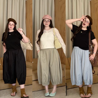 (LD) กางเกงขาแปดส่วน ทรงจินนี่ น่ารัก ใส่สบาย น่ารัก ดูมีสไตล์ เสื้อผ้าสาวอวบอ้วน ไซส์ใหญ่