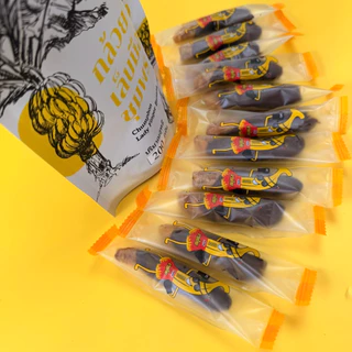 กล้วยมวยไทย รสช็อคโกแลต Chocolate MuayThai Banana กล้วยเล็บมือนางชุมพรอบแห้งเคลือบ ไม่ใส่น้ำผึ้ง น้ำหนังถุงละ200กรัม