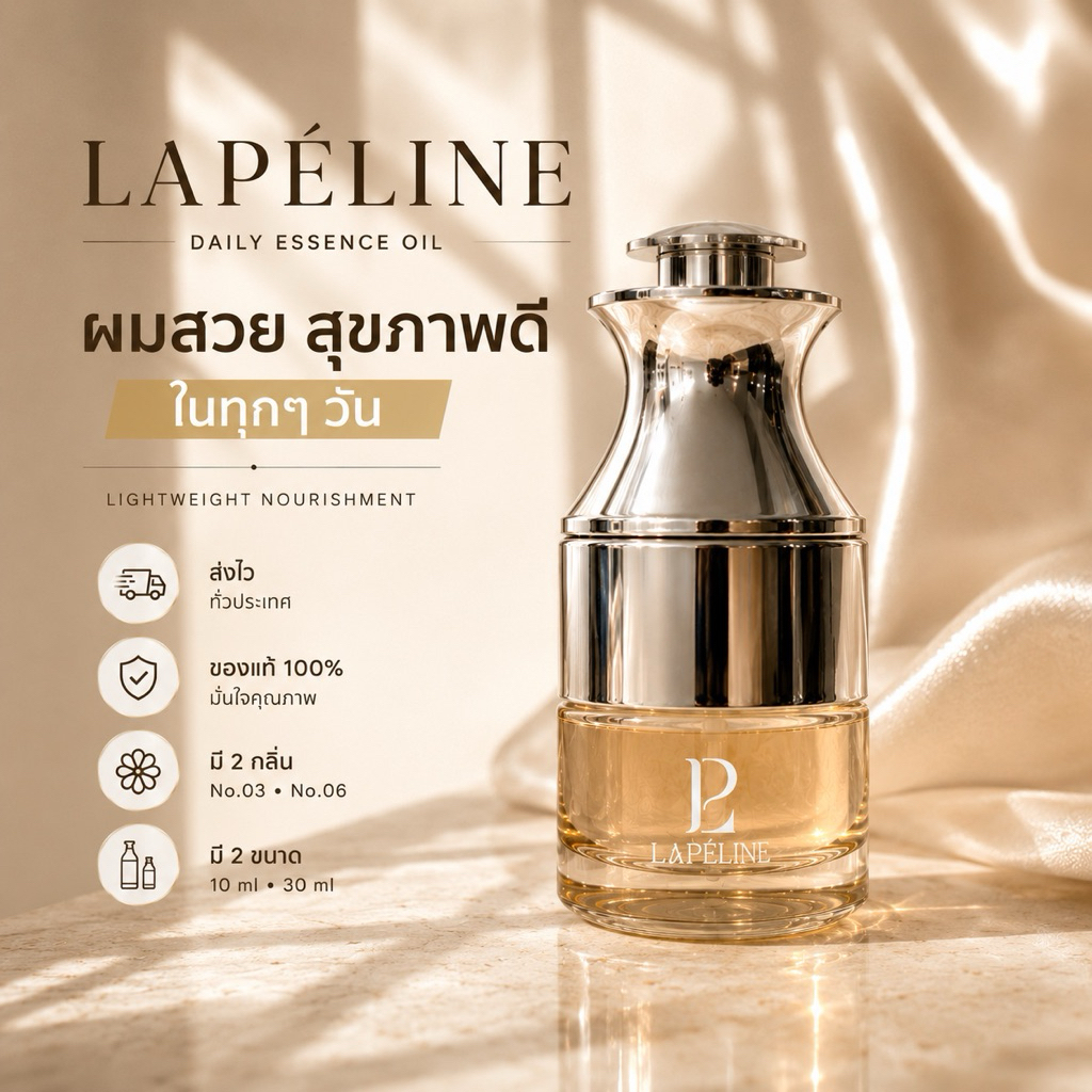 LAPÉLINE Hair Oil น้ำมันบำรุงผม Daily Essence Oil 30ml ผมนุ่มลื่น เงางาม ลดชี้ฟู บำรุงผมแห้งเสีย