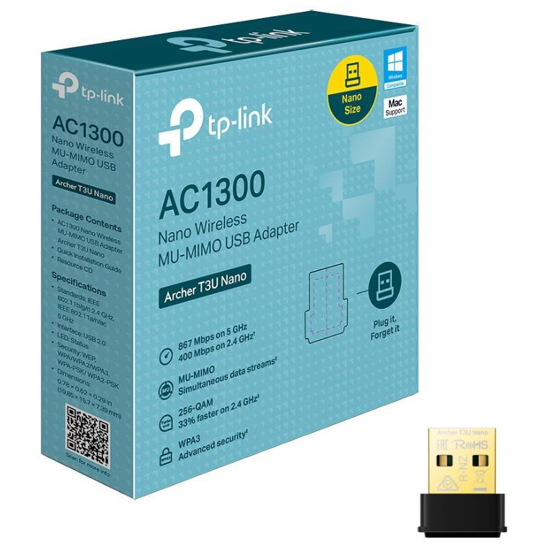 TP-LINK (Archer T3U Nano) AC1300 Dual Band Wireless USB Adapter