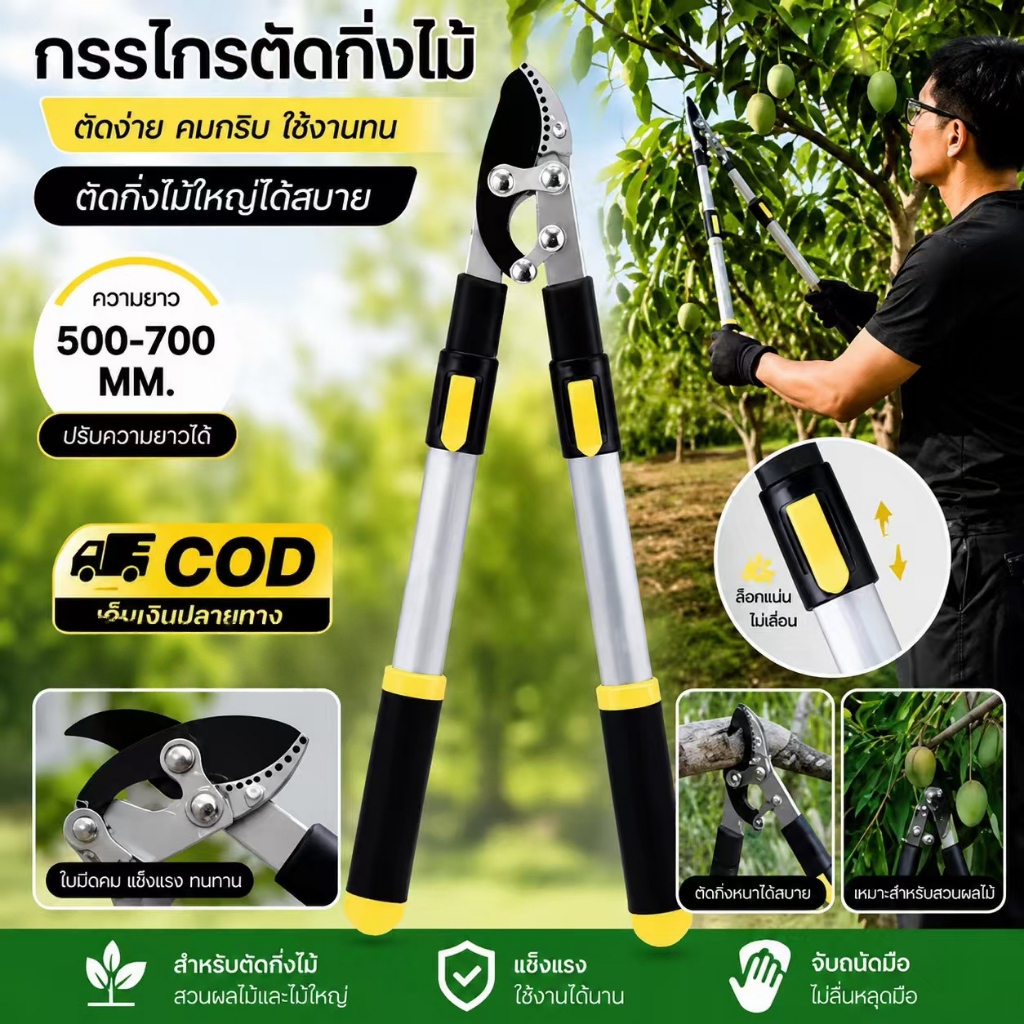 กรรไกรตัดแต่งกิ่งแบบพับได้, กรรไกรตัดแต่งกิ่งด้ามยาว, เครื่องมือตัดแต่งกิ่งไม้ผลและสนามหญ้า