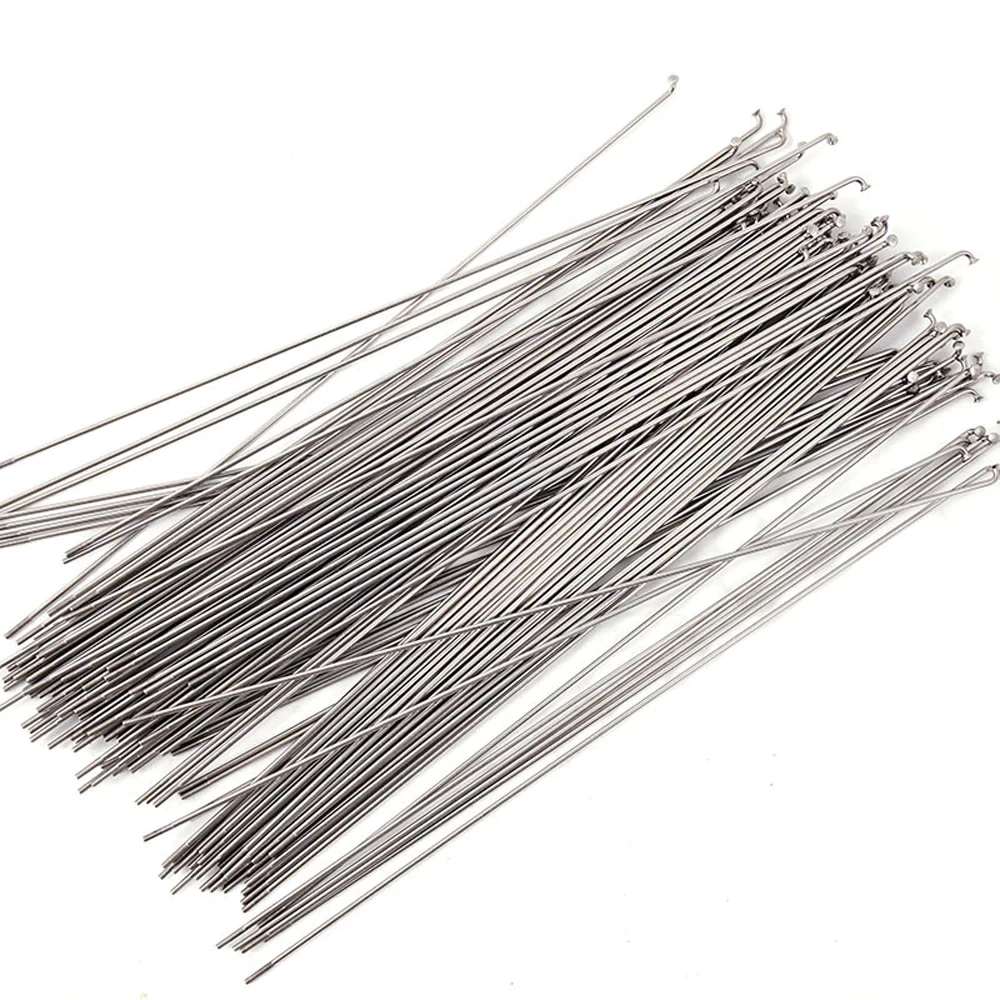 ซี่ลวดจักรยานสแตนเลส 14G สีเงิน พร้อมหัวนิปเปิล สำหรับล้อ 26 นิ้ว ขนาดความยาว 256/258/259 mm.(12ซี่/ชุด)
