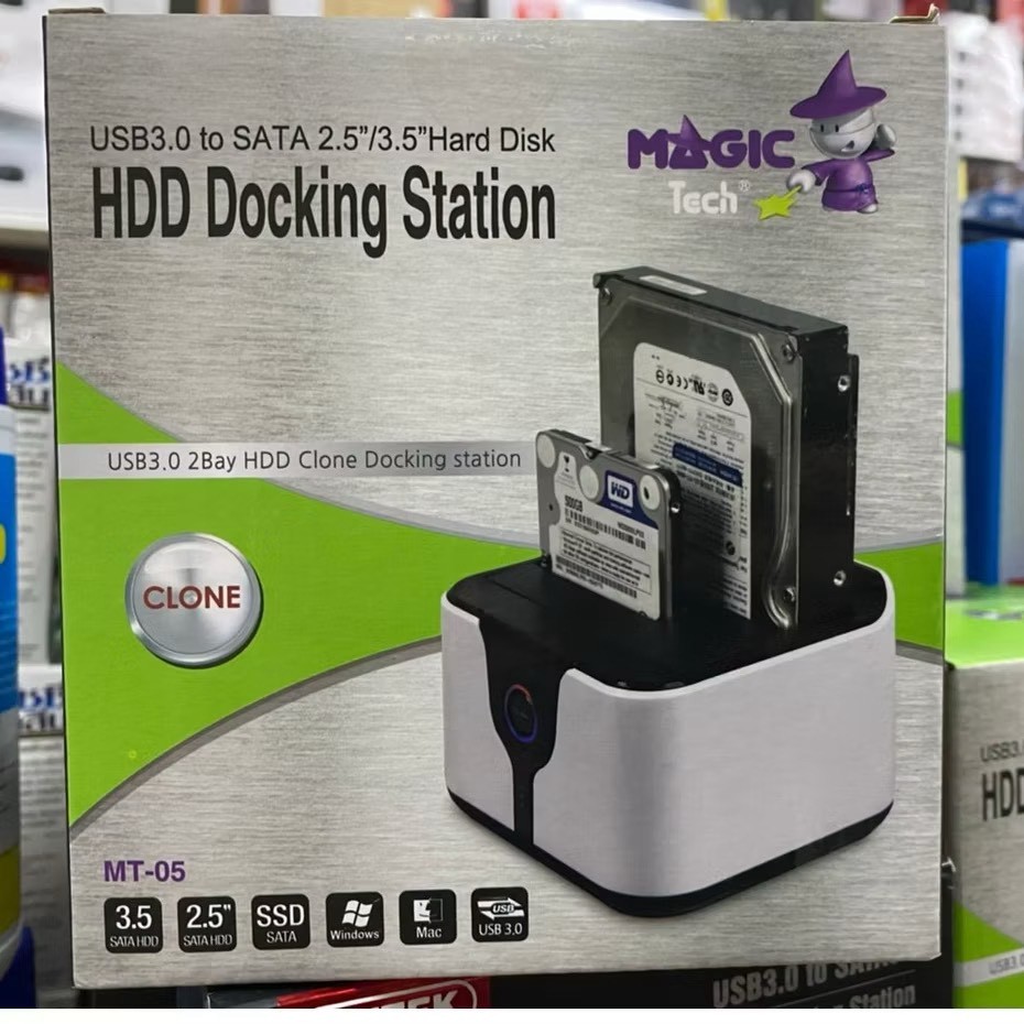 [โล๊ะสต๊อก] กล่องอ่าน HDD MAGICTECH Docking 2.5/3.5'' 2Bay MAGICTECH MT-05 USB3 (White)