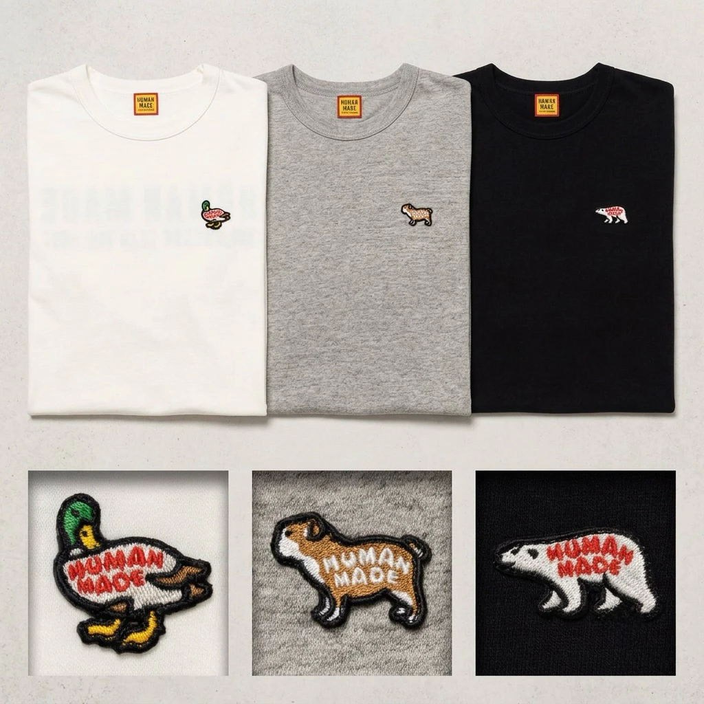 พร้อมส่งในไทย เสื้อยืด Human made รุ่นใหม่ล่าสุดปักลายสัตว์ Human made ANIMAL BADGE T-SHIRT