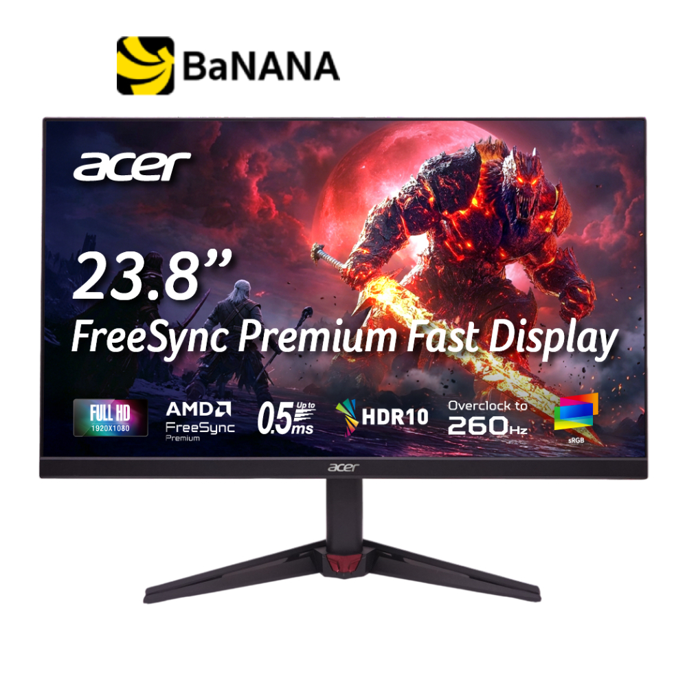 จอมอนิเตอร์ ACER Nitro Gaming VG240Y W5bmiipx Gaming Monitor (IPS 260Hz OC AMD FreeSync Premium) by Banana IT