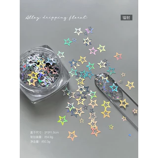 กลิตเตอร์ดาว⭐️ Rou Bao Nail Hollow Star เลื่อมทองเงินสีสัน Girly Nails Art DIY Charms ตกแต่ง